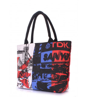 Коттоновая сумка POOLPARTY с трендовым принтом